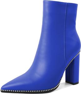 Женские ботильоны Eldof с заостренным носком, отделкой бусинами, массивным каблуком и боковой молнией, 3,5 дюйма