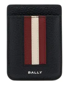 Кардхолдер из зернистой кожи с лентой Bally, черный