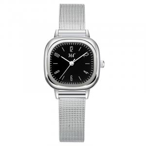 361° Часы женские с кварцевым механизмом на металлическом ремешке, белый циферблат