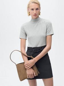 Мини-платье Bima с короткими рукавами и высоким воротником Mango, Grey