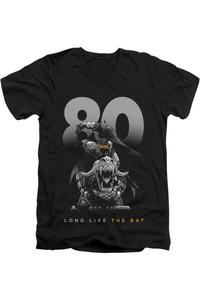 Футболка Batman Big 80 с коротким рукавом и V-образным вырезом для взрослых из хлопка премиум-класса Gildan, черный