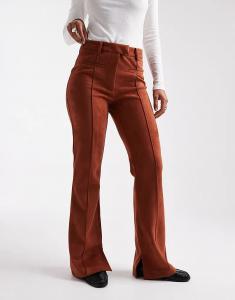 Коричневые брюки-клеш из замши с накладными карманами от ASOS DESIGN