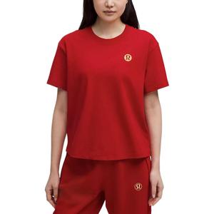 Футболка с рукавом дроп-шоулдер для женщин Lululemon, темно красный/dkrd