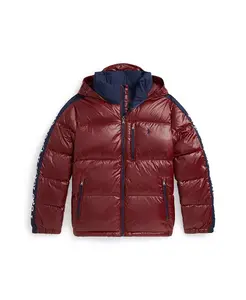Пуховик с капюшоном и логотипом Big Boys Polo Ralph Lauren, красный