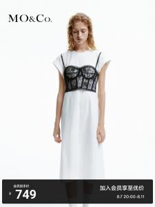 Платье-футболка Moco 2024 с кружевным бюстгальтером, черный