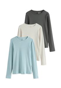 Топ Next 3 PACK RIBBED CREW NECK LONG SLEEVE , Multi/Blue