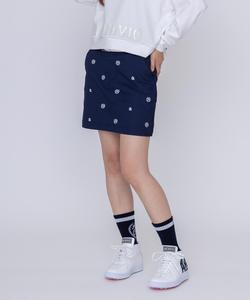 Юбка из смесовой хлопковой ткани с вышивкой Archivio, цвет Navy(160)