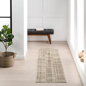 nuLOOM Zya Геометрический ковер-дорожка 61 x 244 см, для дома и улицы, можно стирать в стиральной машине, бежевый