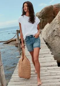 Классические джинсовые шорты прямого кроя, неподвластные времени. Next, Denim Dark Blue