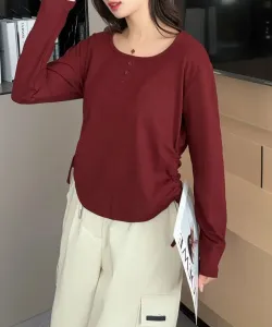 Топ с воротником-хенли и боковой лентой Aimoha - Select -, цвет Wine Red