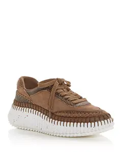 Женские замшевые низкие кроссовки Nama на платформе Chloé, коричневый