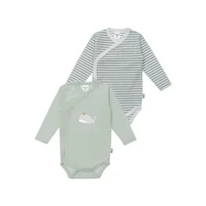 Боди Liliput «Кит», двойная упаковка с практичными кнопками, светло-зеленый