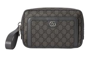 Клатч Ophidia из холста с кожаными вставками унисекс gray/black GUCCI, Gift Set(Set+Box+Shopping Bag)
