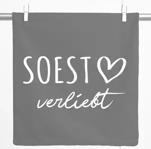 Декоративная наволочка для подушки "Soest in Love Gift" от Hellweg Printing Company, 40x40 см, стальной серый хлопок, Soest Decoration Hellweg Druckerei