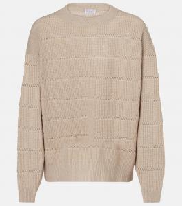 Свитер из смеси кашемира и шерсти Brunello Cucinelli, бежевый