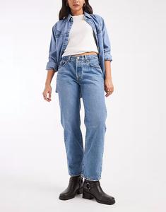 Укороченные прямые джинсы 501 в выбеленном синем цвете Levi'S