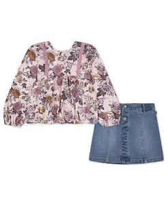 Комплект из двух предметов: топ в стиле бохо и джинсовая юбка для девочек Levi's