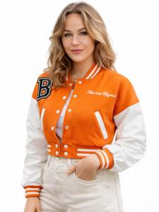 Worldclassca Куртка межсезонная 'Crop College Bomber Jacket' в оранжевом цвете