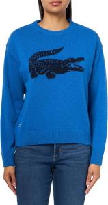 Lacoste x Bandier женский свитер с контрастным крокодилом, Light Blue/Navy Blue