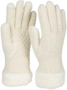 StyleBREAKER Вязаные перчатки кремово-белого цвета