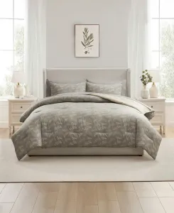 Роскошный мягкий комплект постельного белья с растительным узором, 7 предметов, размер Full Nestl, лунно-серый