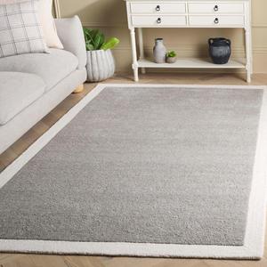 Ковер SAFAVIEH, 153 x 244 см, Metro Collection, Grey & Ivory, ручной работы из шерсти, идеально для гостиной, столовой, спальни (MET153F)