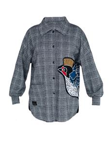 RADADA Лонгслив 'Shirt with Swallow Motif check' в темно-сером цвете