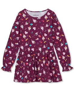 Туника с длинными рукавами и оборками для девочек Lands' End, фиолетовый