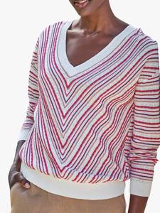 Свитер с узором «шеврон» из льняной смеси Pure Collection, Pink/Multi