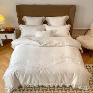 YUSIWOAL Комплект постельного белья Flower 1000TC Long-Staple Cotton с кружевной отделкой