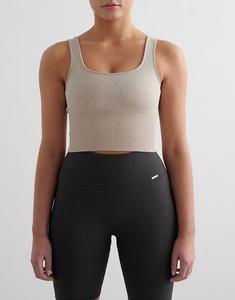 Бесшовный утягивающий бюстгальтер-бралетт Aim'n Beige в рубчик, меланжевый, бежевый меланж