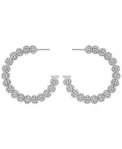 Серьги-кольца в форме буквы С, украшенные стразами и бусинами (также в серебристом цвете) GUESS, Silver