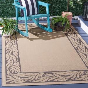 Ковер SAFAVIEH, 201 x 290 см, Washable Rug Outdoor Courtyard Collection - , песочный и серый, без линьки и легкий в уходе, идеален для патио, заднего двора, прихожей (CY1551-3301)