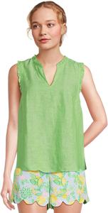 Женская рубашка без рукавов с рюшами Kavalla Lilly Pulitzer, Crocodile Green X Resort White