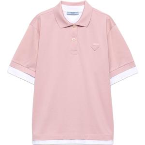 Детализированная поло с коротким рукавом Logo PRADA, розовый