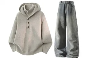 Повседневный худи Unisex Casual Sportswear X1617, oat sweater+желтый mud pants