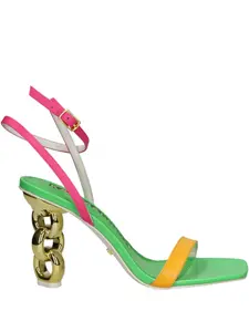 Босоножки на каблуке 90 мм с цепочкой Riri Kat Maconie, зеленый