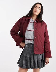 Короткая куртка Pieces с воротником-стойкой в ​​стиле бургунди