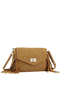 Сумка через плечо COLLEZIONE ALESSANDRO "Дикий Запад" из натуральной замши, коричневый