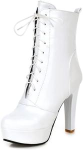Женские модные массивные ботильоны на высоком каблуке MRKEWUNEY, 19 White