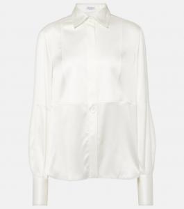 Блузка из смесового шелкового атласа Brunello Cucinelli, Naturale