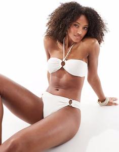 Бикини-топ mix & Match Brie с жатым лифом на шее светло-белого цвета Lindex