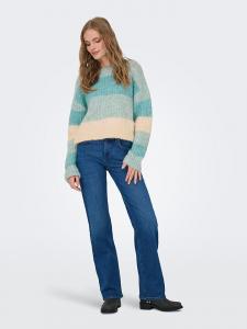 JDY Свитер "Вероника" кремово-бирюзового цвета