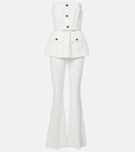 Креповый комбинезон без бретелек Self-Portrait, белый