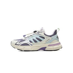 Детские кроссовки Sportlife с низким верхом, устойчивые к истиранию, для повседневной носки LINING YOUNG, экрю/фиолетовый