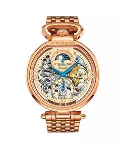 Мужские часы Legacy из нержавеющей стали розового золота, циферблат из розового золота, круглые часы 45 мм Stuhrling