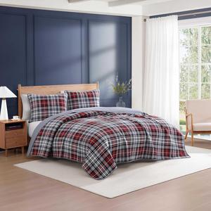 Tommy Hilfiger Комплект постельного белья, 3 предмета, Queen (152x203 см), синий в клетку, хлопок, воздухопроницаемый