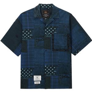 Рубашка с пэчворк принтом и панелями Alpha Industries, синий