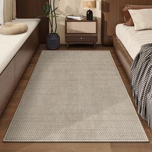 Dajiang Ковер 120х160 см из бельгийского бархата для спальни, прикроватный, в стиле ваби-саби, грязеотталкивающий, бежевый