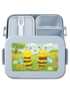 Mr. & Mrs. Panda Ланч-бокс с изображением влюбленной пчелы, без надписи, пастельно-голубого цвета